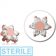 STERILE 14K ROSE GOLD JEWELLED ATTACHMENT FOR 1.2MM INTERNALLY THREADED PINS