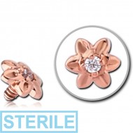 STERILE 14K ROSE GOLD JEWELLED ATTACHMENT FOR 1.2MM INTERNALLY THREADED PINS - FLOWER
