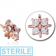 STERILE 14K ROSE GOLD JEWELLED ATTACHMENT FOR 1.2MM INTERNALLY THREADED PINS - FLOWER