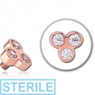 STERILE 14K ROSE GOLD JEWELLED ATTACHMENT FOR 1.2MM INTERNALLY THREADED PINS