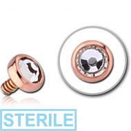 STERILE 14K ROSE GOLD JEWELLED ATTACHMENT FOR 1.2MM INTERNALLY THREADED PINS