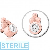 STERILE 14K ROSE GOLD JEWELLED ATTACHMENT FOR 1.2MM INTERNALLY THREADED PINS