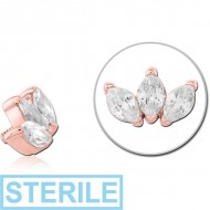 STERILE 14K ROSE GOLD JEWELLED ATTACHMENT FOR 1.2MM INTERNALLY THREADED PINS