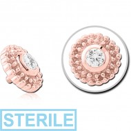 STERILE 14K ROSE GOLD JEWELLED ATTACHMENT FOR 1.2MM INTERNALLY THREADED PINS