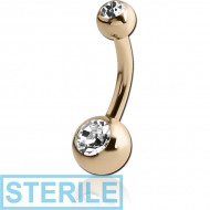 STERILE 14K GOLD DOUBLE JEWELLED MINI NAVEL BANANA