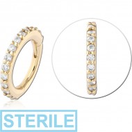 STERILE 14K GOLD SEAMLESS HINGED CLICKER WITH CZ CRYSTALS