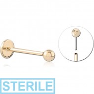 STERILE 14K GOLD THREDLESS PIN AND 14K HOLLOW BALL WITH TITANIUM THREADLESS PIN