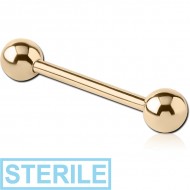 STERILE 18K GOLD BARBELL WITH HOLLOW BALLS