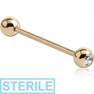 STERILE 18K GOLD JEWELLED BARBELL