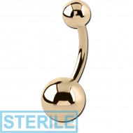 STERILE 18K GOLD NAVEL BANANA HOLLOW BALLS