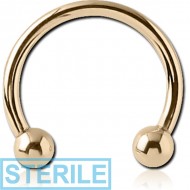 STERILE 18K GOLD CIRCULAR BARBELL WITH HOLLOW BALLS