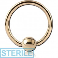 STERILE 18K GOLD FIXED BEAD RING