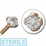 STERILE 18K GOLD PRONG SET CZ PUSH FIT ATTACHMENT FOR BIOFLEX INTERNAL NOSE STUD