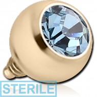 STERILE 18K GOLD INTERNALLY THREADED SWAROVSKI CRYSTAL JEWELLED BALL BEZEL SET