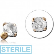 STERILE 18K GOLD PRONG SET DIAMOND FOR 1.6MM INTERNALLY THREADED PINS