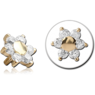 18K GOLD FLOWER JEWELLED ATTACHMENT FOR 1.6MM INTERNALLY THREADED PINS