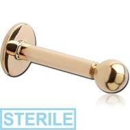 STERILE 18K GOLD INTERNALLY THREADED LABRET