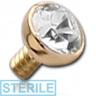 STERILE 18K GOLD BEZEL SET DIAMOND ATTACHMENT FOR 1.2MM INTERNALLY THREADED PINS