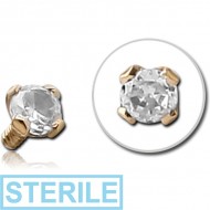 STERILE 18K GOLD PRONG SET DIAMOND FOR 1.2MM INTERNALLY THREADED PINS