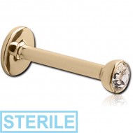 STERILE 18K GOLD INTERNALLY THREADED BEZEL SET JEWELLED MICRO LABRET