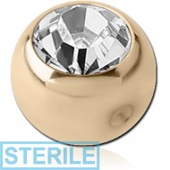 STERILE 18K GOLD HIGH END CRYSTAL JEWELLED BALL FOR BALL CLOSURE RING