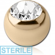 STERILE 18K GOLD BEZEL SET DIAMOND JEWELLED BALL FOR BALL CLOSURE RING
