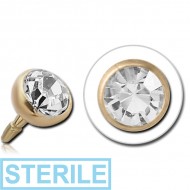STERILE 18K GOLD 3MM HIGH END CRYSTAL JEWELLED PUSH FIT ATTACHMENT FOR BIOFLEX INTERNAL LABRET