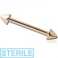 STERILE 18K GOLD MICRO BARBELL WITH CONES