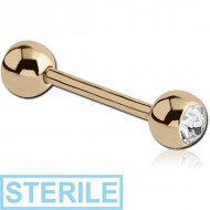 STERILE 18K GOLD DOUBLE JEWELLED MICRO BARBELL