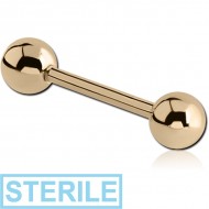 STERILE 18K GOLD MICRO BARBELL WITH HOLLOW BALLS