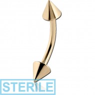 STERILE 18K GOLD CURVED MICRO BARBELL WITH CONES