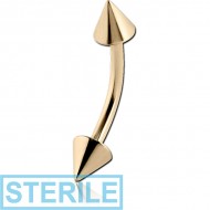 STERILE 18K GOLD CURVED MICRO BARBELL WITH CONES