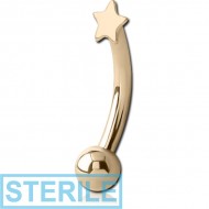 STERILE 18K GOLD STAR CURVED MICRO BARBELL