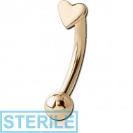 STERILE 18K GOLD HEART CURVED MICRO BARBELL