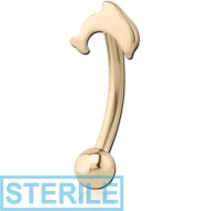 STERILE 18K GOLD DOLPHIN CURVED MICRO BARBELL