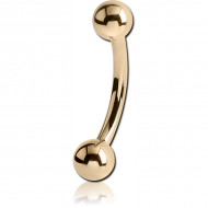 18K GOLD CURVED MICRO BARBELL WITH HOLLOW BALLS