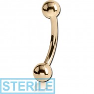 STERILE 18K GOLD CURVED MICRO BARBELL WITH HOLLOW BALLS