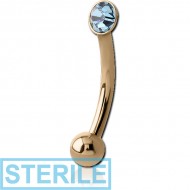 STERILE 18K GOLD FRONT FACING JEWELLED CURVED MICRO BARBELL