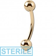 STERILE 18K GOLD CURVED MICRO BARBELL