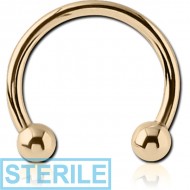 STERILE 18K GOLD MICRO CIRCULAR BARBELL WITH HOLLOW BALLS