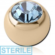 STERILE 18K GOLD MICRO SWAROVSKI CRYSTAL JEWELLED BALL