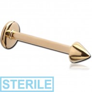 STERILE 18K GOLD MICRO LABRET WITH CONE