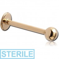 STERILE 18K GOLD MICRO LABRET WITH HOLLOW BALL