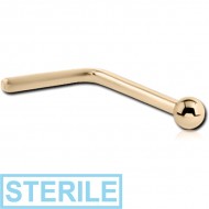 STERILE 18K GOLD 90 DEGREE NOSE STUD