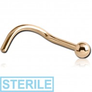 STERILE 18K GOLD CURVED NOSE STUD