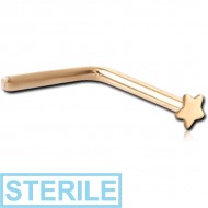 STERILE 18K GOLD STAR 90 DEGREE NOSE STUD