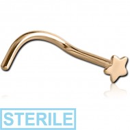 STERILE 18K GOLD STAR CURVED NOSE STUD