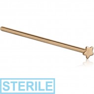 STERILE 18K GOLD STAR STRAIGHT NOSE STUD 15MM