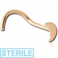 STERILE 18K GOLD MOON CURVED NOSE STUD