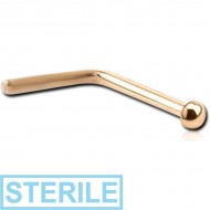 STERILE 18K GOLD HALF BALL 90 DEGREE NOSE STUD